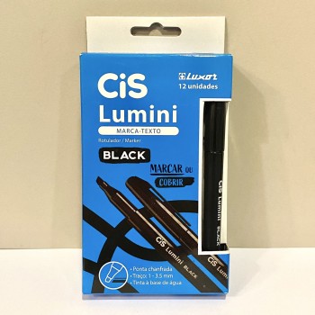 KIT CANETA MARCA TEXTO COR PRETO LUMINI BLACK CIS
