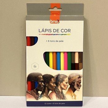 KIT 12 LÁPIS DE COR COM 6 TONS DE PELE BRW