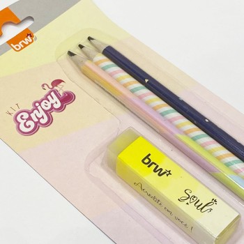 KIT ENJOY 3 LAPIS HB COM BORRACHA ESTRELA BRW