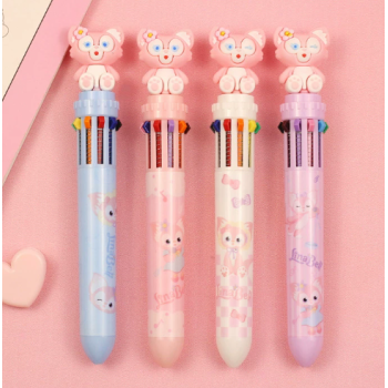 CANETA 10 CORES TEMA RAPOSA ROSA FOFO