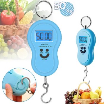 Balança Digital Portátil Gancho 50 Kgs para Mochila, Mala de Viagem, Peixes - C50255
