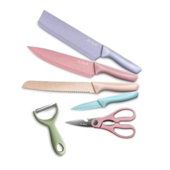 KIT CONJUNTO DE FACAS COLORIDAS 6 PEÇAS AÇO INOXIDÁVEL - FA7105