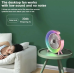 Ventilador Portátil com Luz LED Arco-Íris, Recarregável via USB