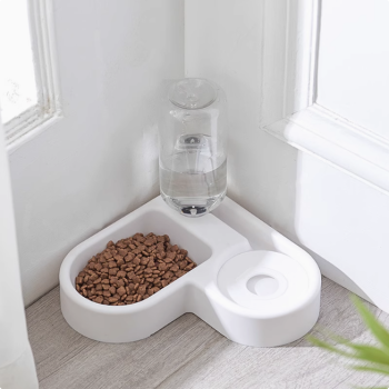 Comedouro e Bebedouro Automático 2 em 1 para Pets – Design de Canto Otimizado