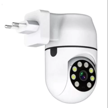 Câmera Lâmpada Plug Tomada Hd 720p Wifi Panorâmica Infravermelho visão noturna Cor Branco