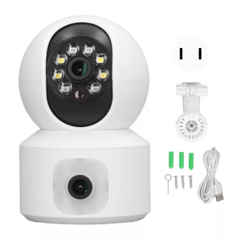 Câmera de Segurança IP Wifi 2 Cameras FULL HD com visão noturna Auto Track visão fixa e 360° aplicativo icsee