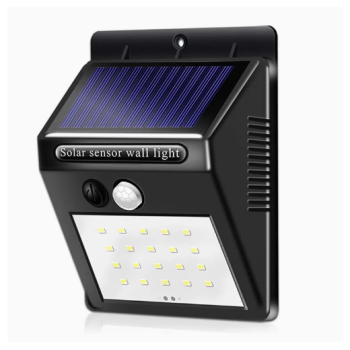 Luminária Solar de Parede com Sensor de Movimento – 20 LEDs | Ideal para Jardim, Área Externa e Corredores