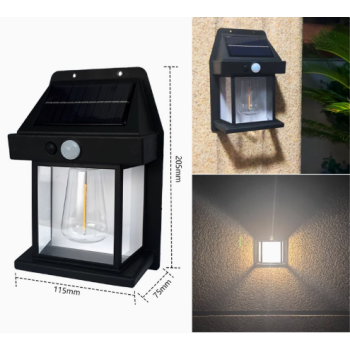 Luz Solar de Parede com Filamento Tipo Tubo – Iluminação Decorativa para Jardim e Áreas Externas