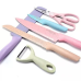 Jogo de Facas Coloridas Tesoura 6 Peças Kit Cozinha Chef