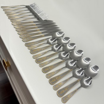 6 peças no pacote de Colher de sopa de inox com dourado