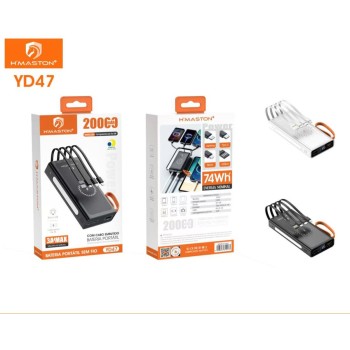 YD-47 Carregador Portátil 20.000mah Branco/Preto