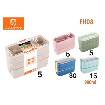 FH08 Marmita Térmica Hermética Adulto e infantil Lancheira com Talher 3 Camadas  900ML