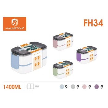 FH34 Marmita Pote Lancheira 1400ml Com Compartimentos E Kit Talheres 