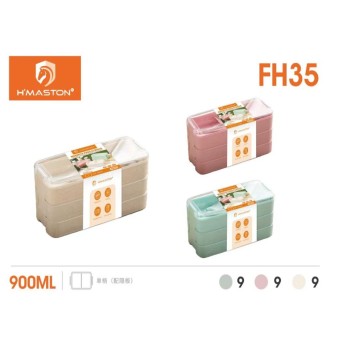 FH35 Marmita Lunch Box 900ml 3andares Marmiteiro com Talher 