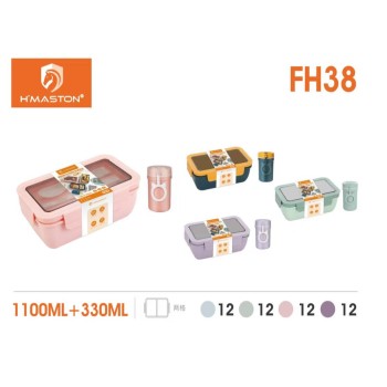 FH38 Marmita 1100ml 2 Andares Divisórias C/ Talher + Copo 330ml