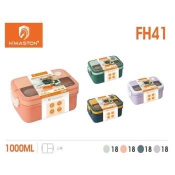 FH41 Marmita Lancheira Com Divisórias Talher e Garfo 1000ml  Para Microondas