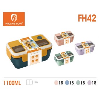 FH42 Marmita Lancheira Com Divisórias Talher e Garfo 1100ml  Para Microondas