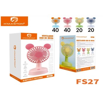 FS27 Mini Ventilador Portátil De Mão Mesa Usb Recarregável