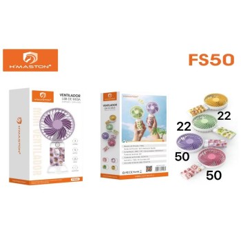 FS50 Mini Ventilador Portátil De Mão Mesa Usb Recarregável