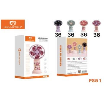 FS51 Mini Ventilador Portátil De Mão Mesa Usb Recarregável