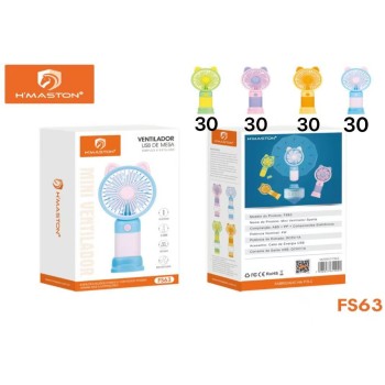 FS63 Mini Ventilador Portátil De Mão Mesa Usb Recarregável