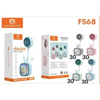 FS68 Mini ventilador de desenho animado portátil com carregamento usb