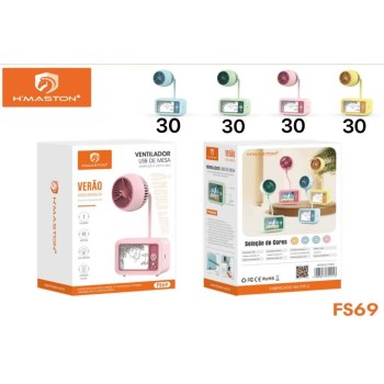 FS69 Mini ventilador de desenho animado portátil com carregamento usb