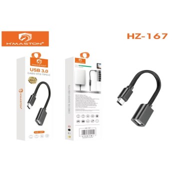 HZ-167 Cabo OTG Adaptador Tipo C USB 3.0 Pendrive para Celular Tablet Mp3 Preto 
