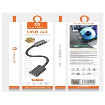 HZ-168 Cabo OTG Adaptador V8 USB 3.0 Pendrive para Celular Tablet Mp3 Preto 