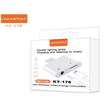 KY-178 Adaptador OTG Lightning IPHONE 8 Pinos Para Fone P2 + Carregador