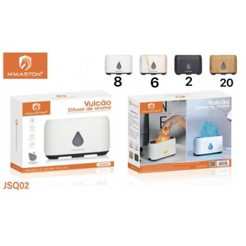 JSQ02 Difusor Aromatizador Umidificador Ar Led Fogo Efeito Chamas 240ML