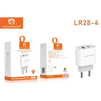 LR28-4 Carregador Fonte para iPhone Turbo Rapido 50W PD Tipo C Usb 2 Entradas
