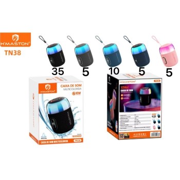 TN38 Caixa De Som Bluetooth Resistente à Água  Com LED 10W