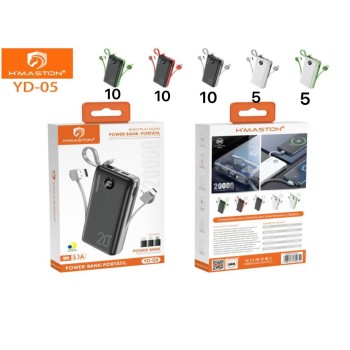 YD-05 Carregador Portátil 20.000mah Branco/Preto
