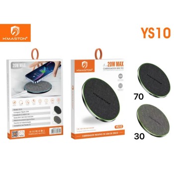 YS-10CARREGADOR SEM FIO DE MESA 20w  PRETO /CINZA
