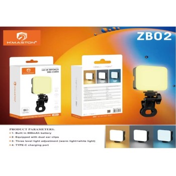 ZB02 LUZ PARA CELULAR  DE LED 3 CORES LUZ PARA VÍDEOS E SELFIES LÂMPADA PORTÁTIL