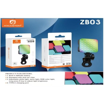 ZB03 Luminador RGB 5.5w Led Para Fotos Câmera CelularCom Suporte 