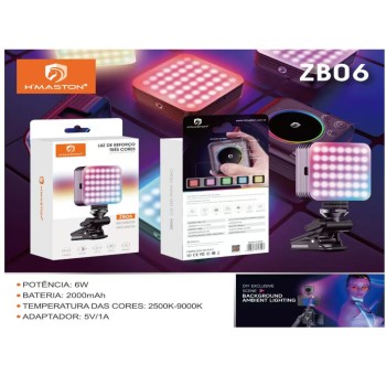 ZB06 Luminador RGB 6w Led Para Fotos Câmera CelularCom Suporte 
