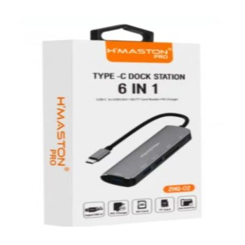 ZHQ-02 Hub Adaptador Usb Tipo C 6 Em 1 Com Hdmi Compatível Macbook