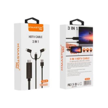 ZHQ-06 Cabo HDMI 3 em 1 Tipo-C Lightning MicroUSB/V8 TV/Projetor