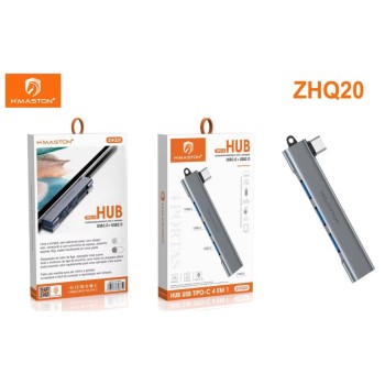 ZHQ-20 Hub Adaptador USB 4 em 1 Tipo-C Multiportas Entradas USB 3.0