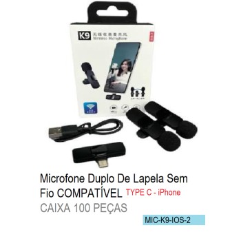 MIC-K9-IOS-2 MICROFONE DUPLO DE LAPELA PARA IOS E TIPO C