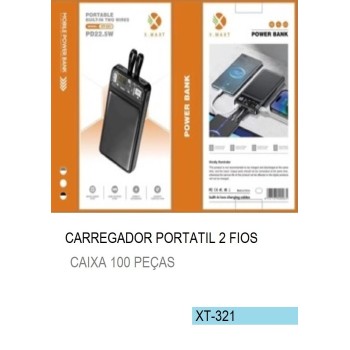 XT-321 CARREGADOR CELULAR PORTÁTIL 2 FIOS