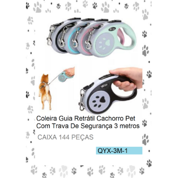 QYX-3M-1 GUIA PET RETRÁTIL COM TRAVA DE SEGURANÇA 3M