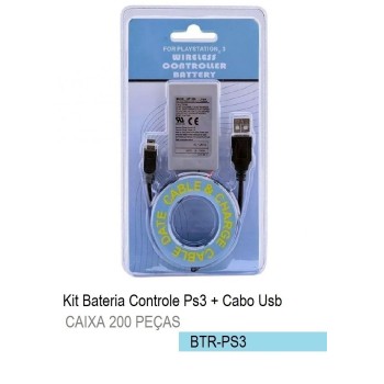 BTR-PS3 KIT BATERIA + CABO COMPATÍVEL PS3