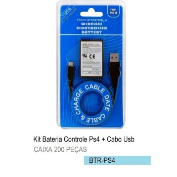 BTR-PS4 KIT BATERIA + CABO CONTROLE PS4 COMPATÍVEL