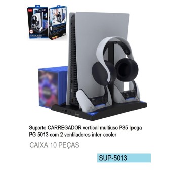 SUP-5013 SUPORTE CARREGADOR VERTICAL DOIS VENTILADORES PARA PS5