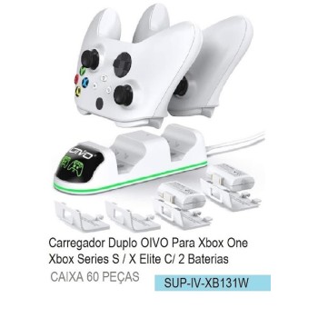 SUP-131W CARREGADOR DUPLO PARA XBOX ONE SERIES COM 2 BATERIAS COR BRANCA