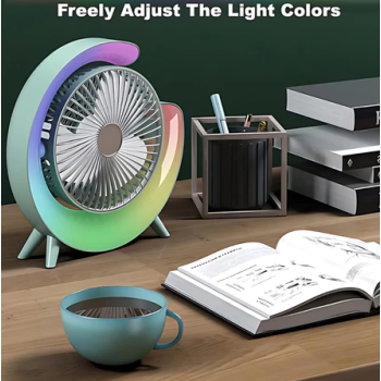 Mini Ventilador de Mesa Silencioso Portátil Colorido Led Colorida RGB Desktop Vento Fresco GABI SHOP CX FECHADA COM 40UNID