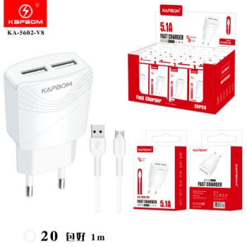 Carregador V8- 2 USB 5.1 